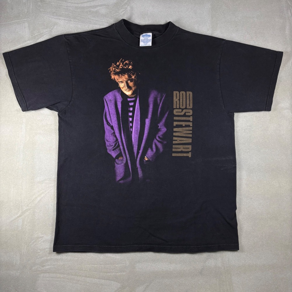 Vintage Rod Stewart Live Concert Tour Shirt Winterland Black XL 90s Rock Tee